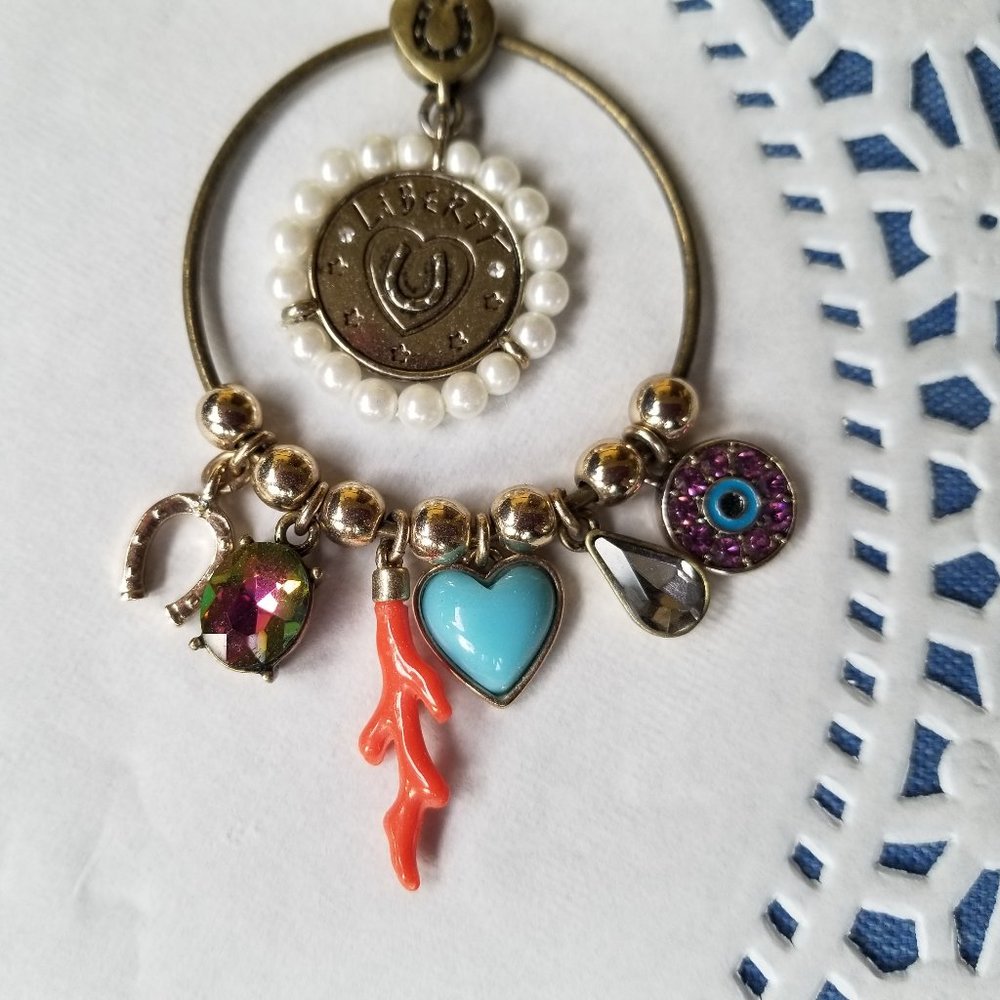 Betsey Johnson Vintage Hoop Charm Earrings - EPC - Picture 2 of 14